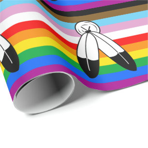 Papel De Presente Sinalizador do Orgulho de Progresso LGBTQ+ com Doi