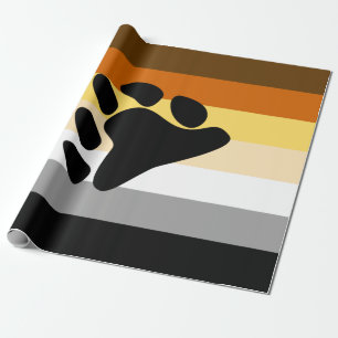 Papel De Presente Sinalizador do Orgulho de Urso com Pata