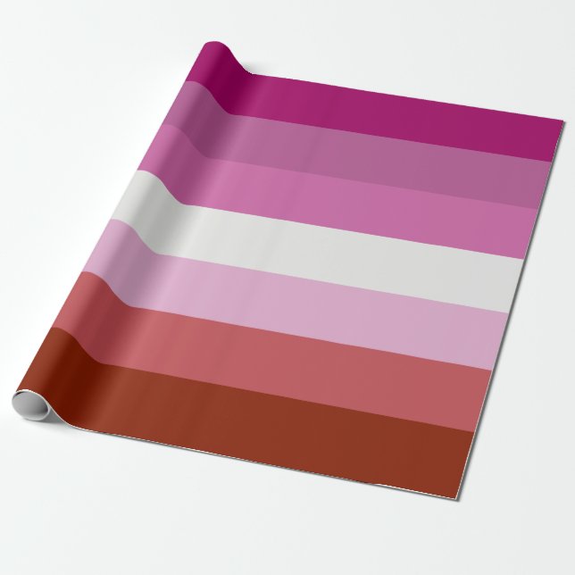 Papel De Presente Sinalizador do Orgulho Lésbico Rosa (Desenrolado)