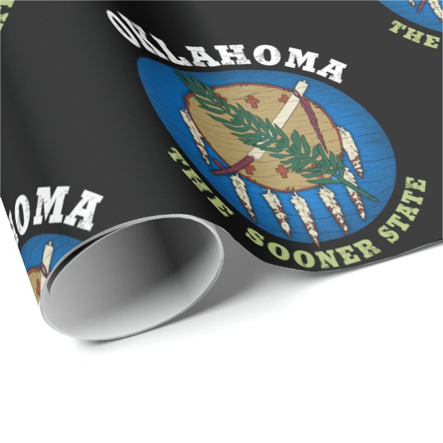 PAPEL DE PRESENTE SINALIZADOR ESTADUAL OKLAHOMA SOONER (Ponta do rolo)
