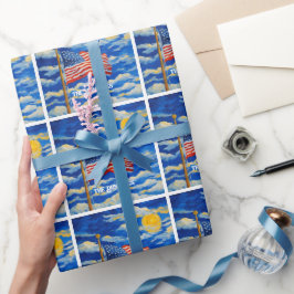 Papel De Presente Sinalizador Impressionista Americano