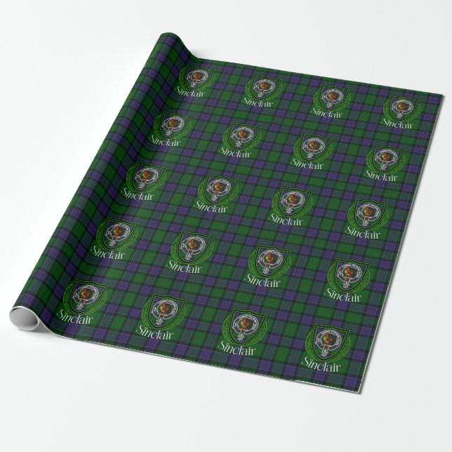 Papel De Presente Sinclair Scottish Clan Tartan & Crest (Desenrolado)