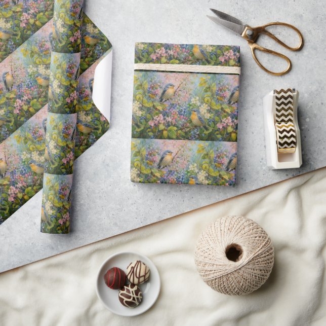 Papel De Presente Sinfonia do Jardim de Primavera (Artesanato)