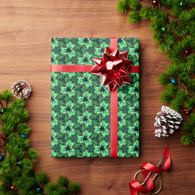 Papel De Presente Sinfonia em verde (Presente de Natal)