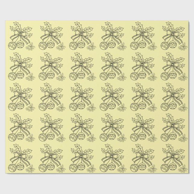 Papel De Presente Sino de Natal fofo em Arte de Linha (Aberto)