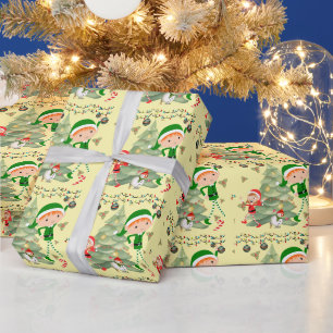 Papel De Presente Sino de Natal fofo em Arte de Linha