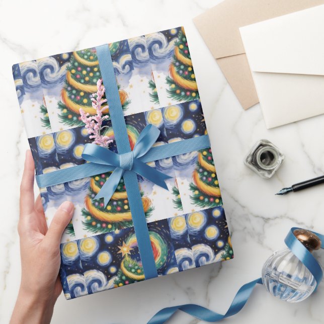 Papel De Presente Sino de Natal fofo em Arte de Linha (Presentear)