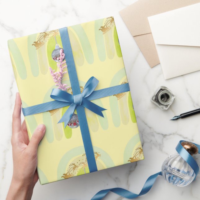 Papel De Presente Sino de Natal fofo em Arte de Linha (Presentear)