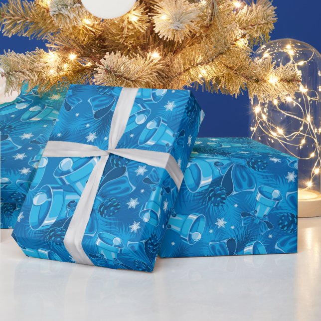 Papel De Presente Sinos Azuis de Natal (Feriados)