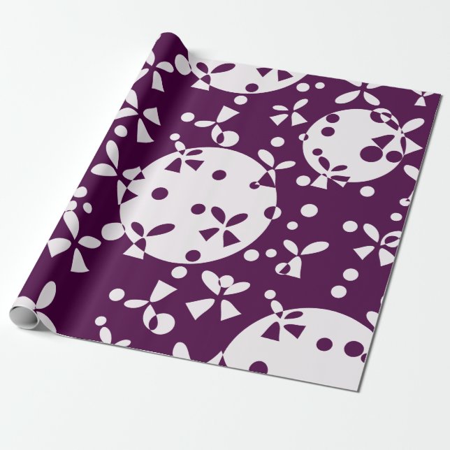 Papel De Presente Sinos de Natal Roxos Padrão de Feriado (Desenrolado)