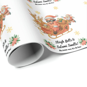 Papel De Presente Sinos de Trenó e Cheiro de Salame!