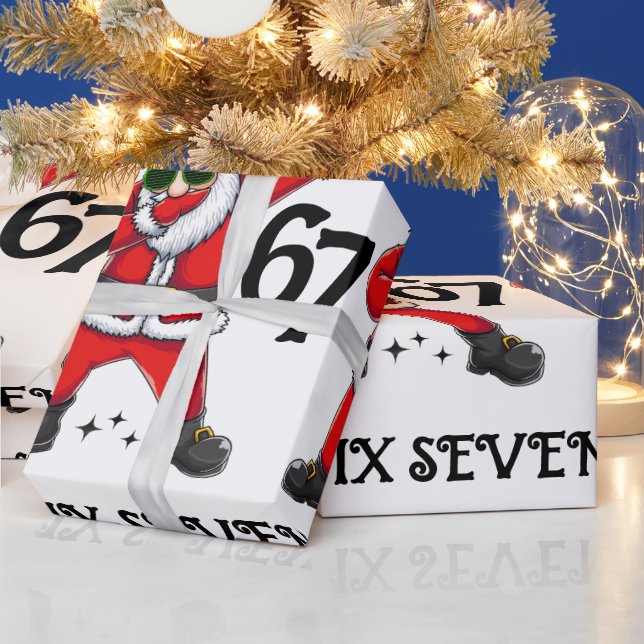 Papel De Presente Six Seven 67 6 7 6-7 Meme Santa Dubbing Christmas (Feriados)