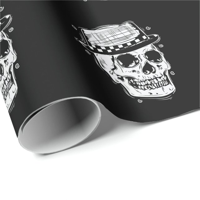 Papel De Presente Ska Totenkopf mit Hut Jazz Musikstil (Ponta do rolo)