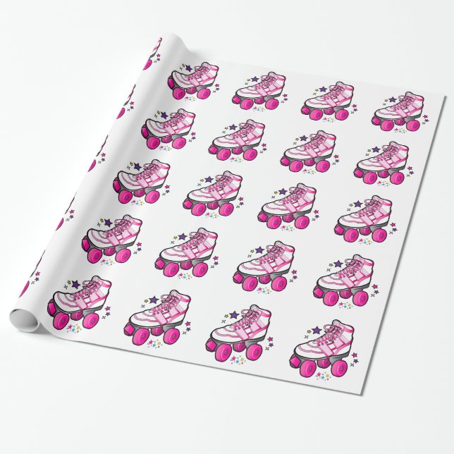 Papel De Presente Skate de rolo no branco (Desenrolado)