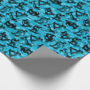 Papel De Presente Skateboarder Blue Black Skater Legal