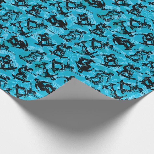 Papel De Presente Skateboarder Blue Black Skater Legal (Ponta)