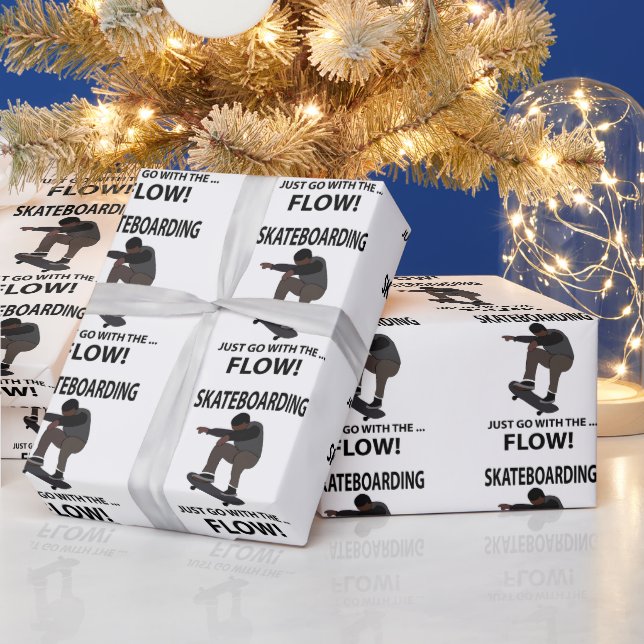 Papel De Presente Skateboarding Apenas Siga o Fluxo Skateboarder (Feriados)