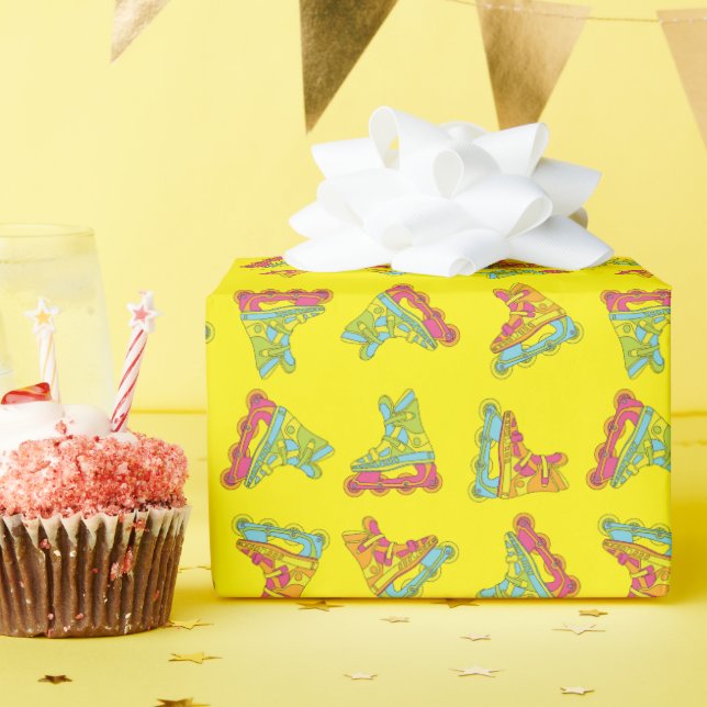 Papel De Presente Skates Roller Blades - Aniversário de criança Part (Festa de aniversário)