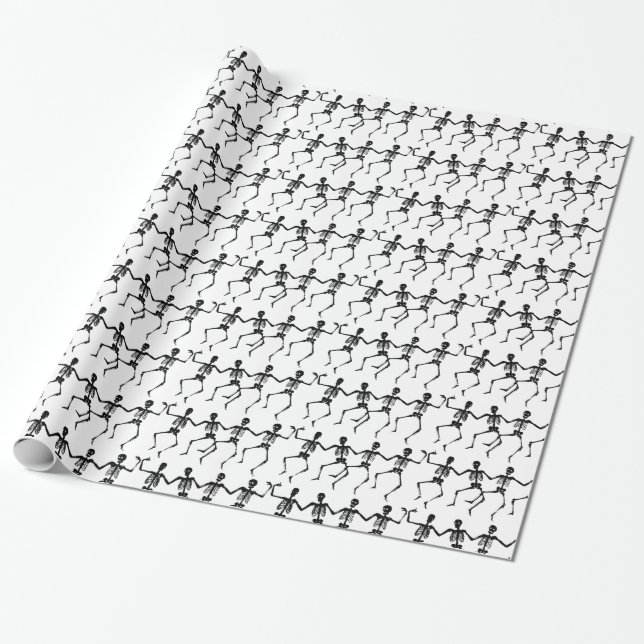 Papel De Presente Skeletons Dançando Halloween Thunder_Cove (Desenrolado)