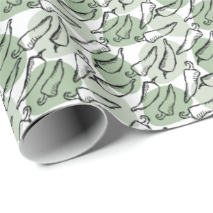 Papel De Presente Sketch Chile Peppers em Verde