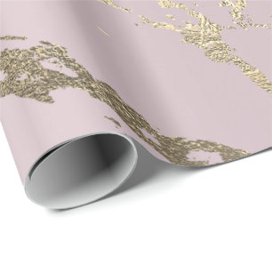 Papel De Presente Skinny Ameyst Dourado Marble Shiny Glam Abstrato