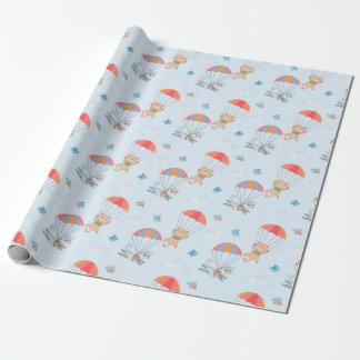 Papel De Presente Skydiver Cat Seamless Patterno