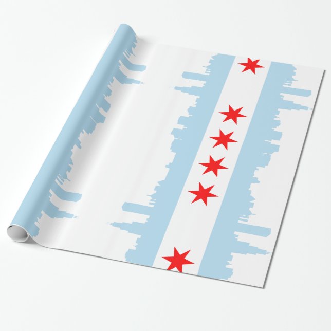 Papel De Presente Skyline da bandeira de Chicago (Desenrolado)