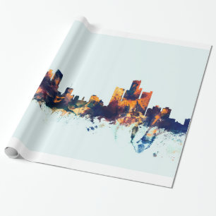 Papel De Presente Skyline de Detroit Michigan