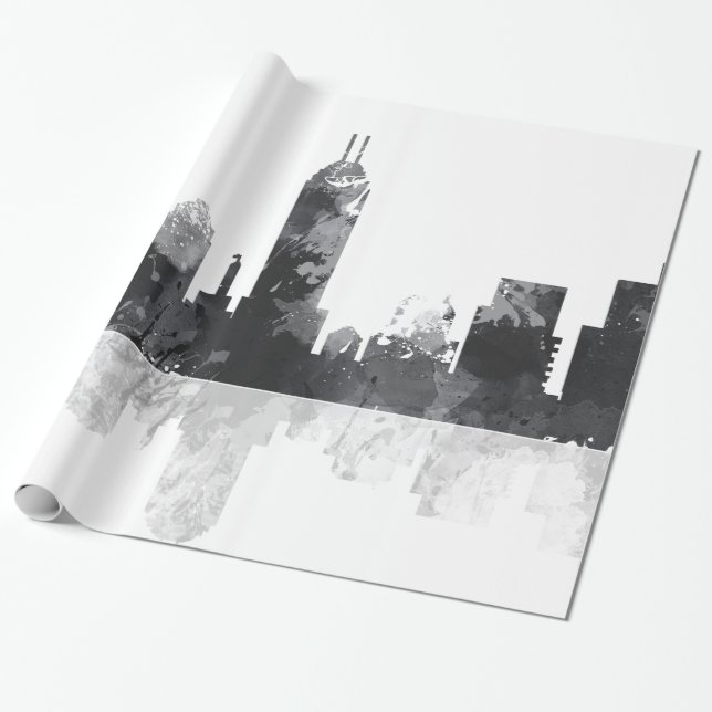 PAPEL DE PRESENTE SKYLINE DE INDIANA, INDIANAPOLIS (Desenrolado)