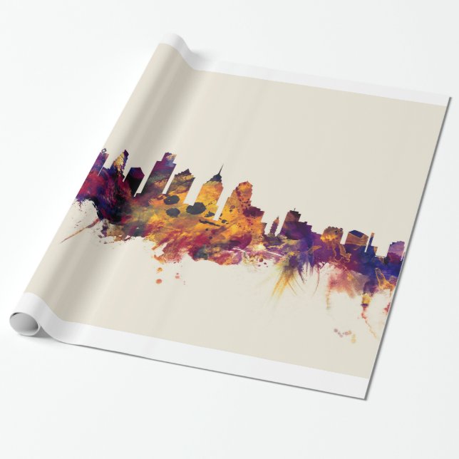Papel De Presente Skyline de Philadelphfia Pensilvânia (Desenrolado)