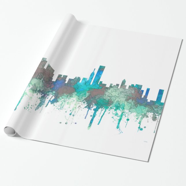 Papel De Presente Skyline-SG-Selva de Chicago Illinois (Desenrolado)