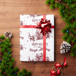 Papel De Presente Sleigh All day Vintage Christmas
