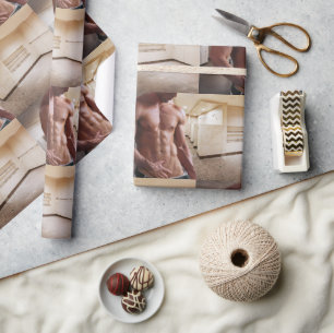 Papel De Presente SlipperyJoe muscular sem camisa homem 6 maço ajust