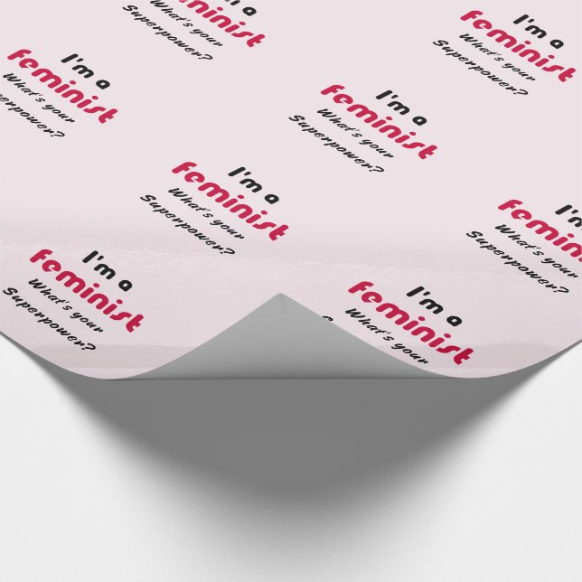 Papel De Presente Slogan de superpotência feminista rosa (Ponta)