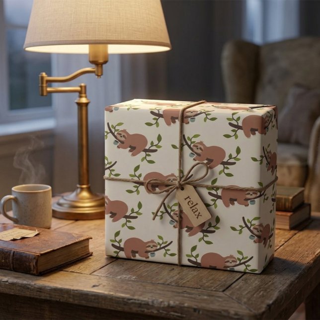 Papel De Presente Sloth & Coffee Wrapping Paper (Criador carregado)