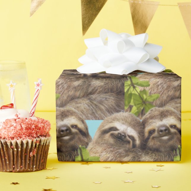Papel De Presente Sloth Couple (Festa de aniversário)
