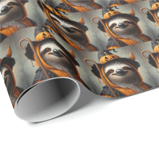 Papel De Presente Sloth Halloween (Ponta do rolo)