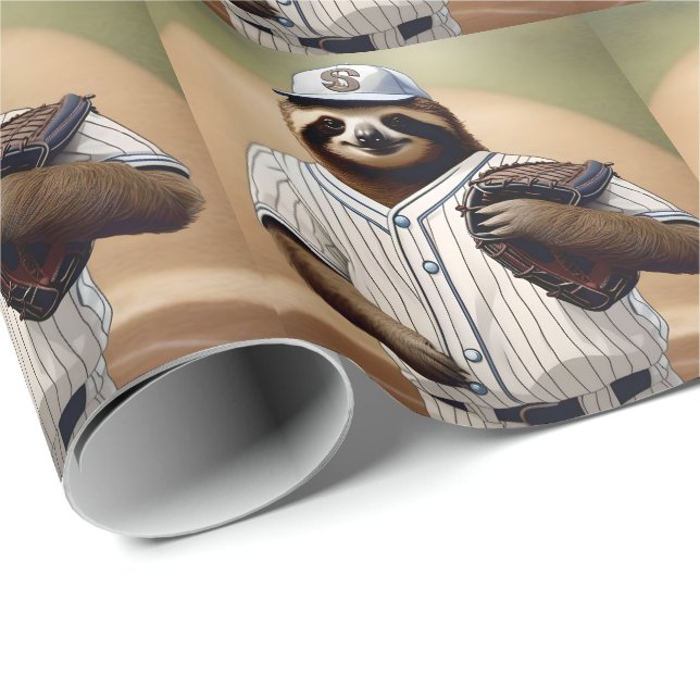Papel De Presente "Slugger Sloth: Devagar e Estável na Placa" (Ponta do rolo)