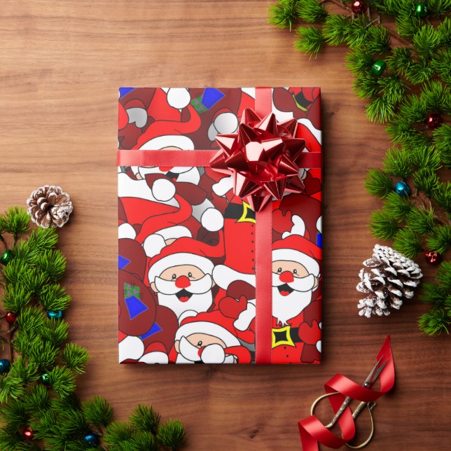 Papel De Presente Smiling Santa Claus Pattern (Presente de Natal)