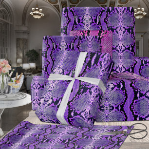 Papel De Presente Snakeskin exótico com ácido roxo