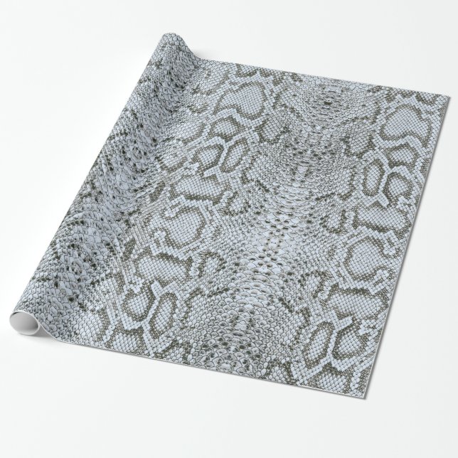Papel De Presente Snakeskin exótico da Anaconda azul-prateada (Desenrolado)