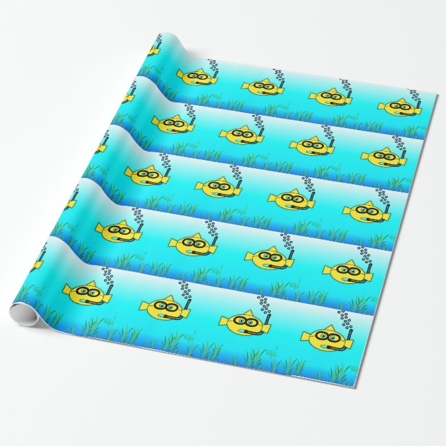 Papel De Presente Snorkel Goldfish Pattern (Desenrolado)