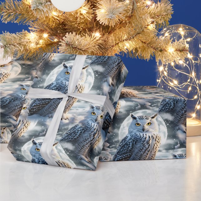 Papel De Presente Snow Owl in Winter Moonlight (Feriados)