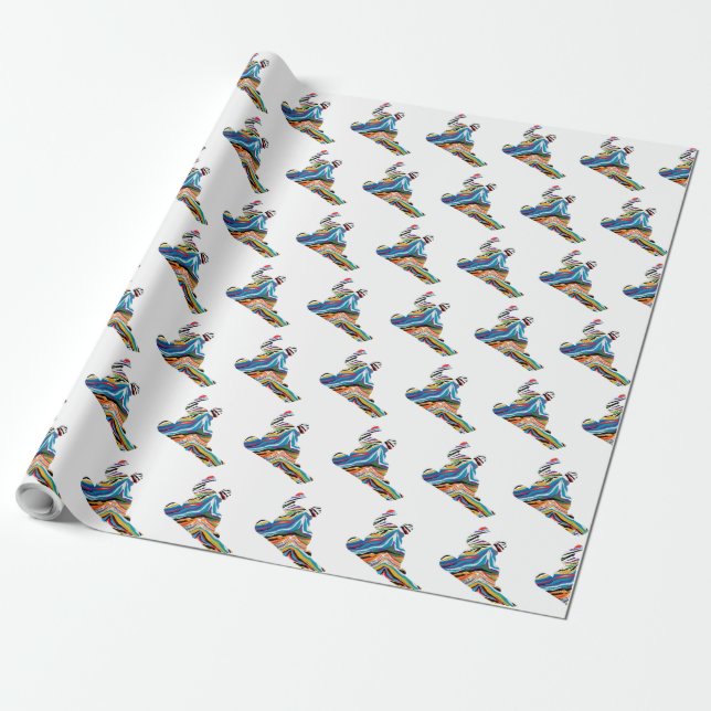 Papel De Presente Snowboarder em Impressão Psicodélica Zebra (Desenrolado)