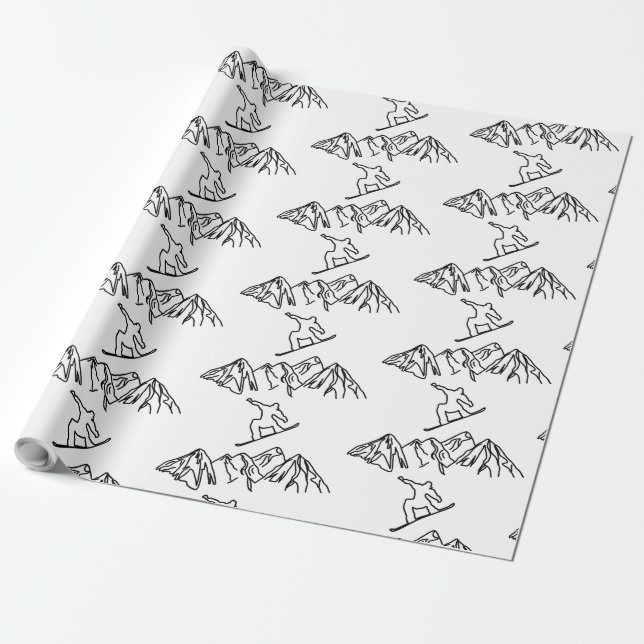 Papel De Presente Snowboarder in den Bergen, 02 (Desenrolado)