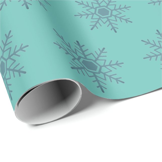 Papel De Presente Snowflake Blue Pattern Motif Winter (Ponta do rolo)