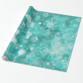 Papel De Presente Snowflake Bokeh Teal
