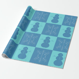 Papel De Presente Snowflake e Snowman de Quadro Azul