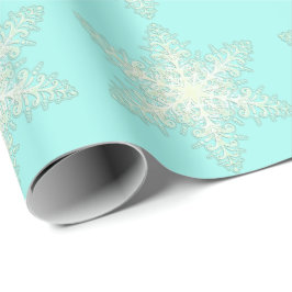 Papel De Presente Snowflake gelado renda branca de inverno e elegant