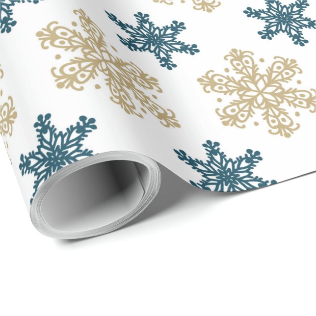 Papel De Presente Snowflake Pattern Christmas (Ponta do rolo)